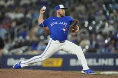 Toronto Blue Jays pitcher Yariel Rodriguez (29) pitches to the Tampa Bay Rays during the ninth inning at Rogers Centre